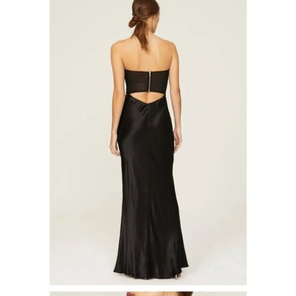 Bec & Bridge Halle Strapless Cut Out Gown Satin Black Womens Size 8 Evening - Picture 13 of 13